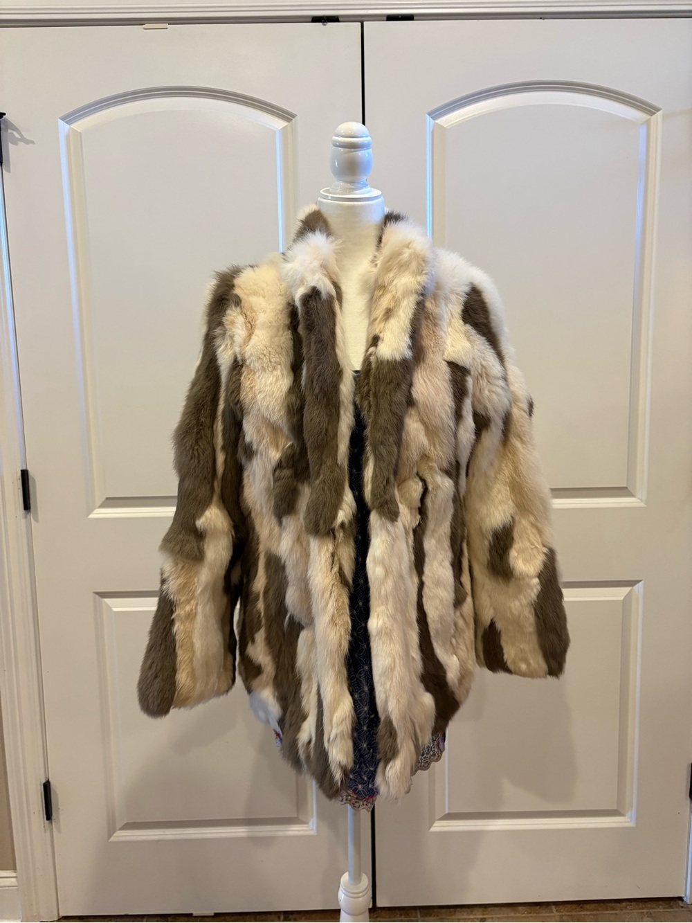 525 America Women's Multi-Tone Fur Jacket in Cream & Brown